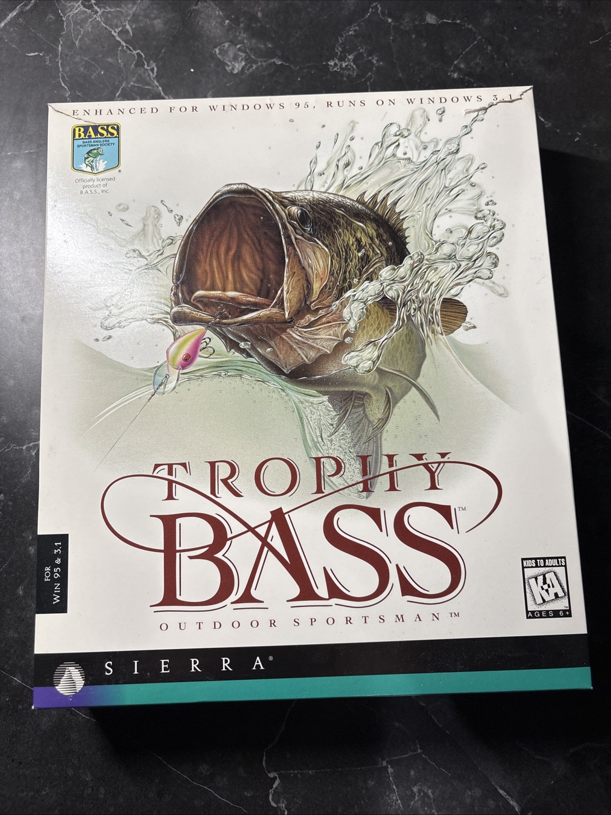 Trophy Bass Fishing Outdoor Sportsman Big Box Game PC CD ROM Sierra✅CIB✅