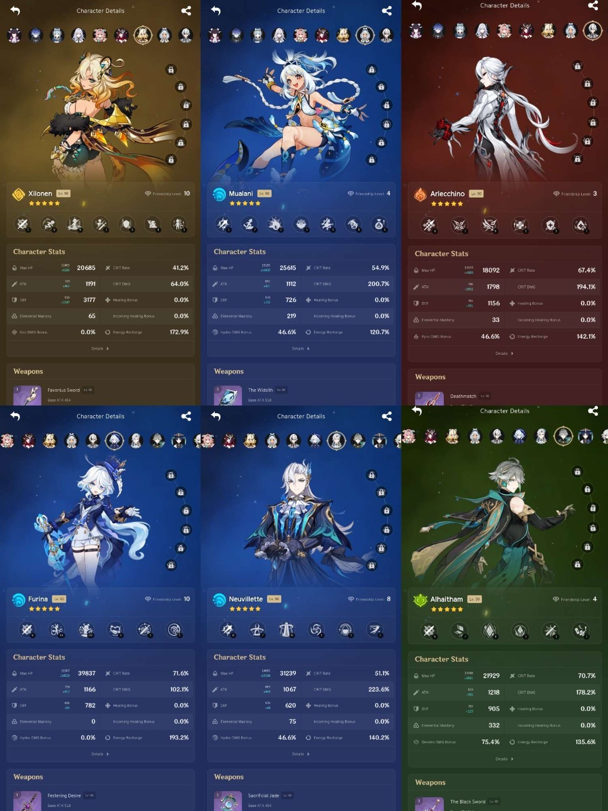 Genshin Impact ( AS ) ar 60 43 limited characters + luna team flins columbina