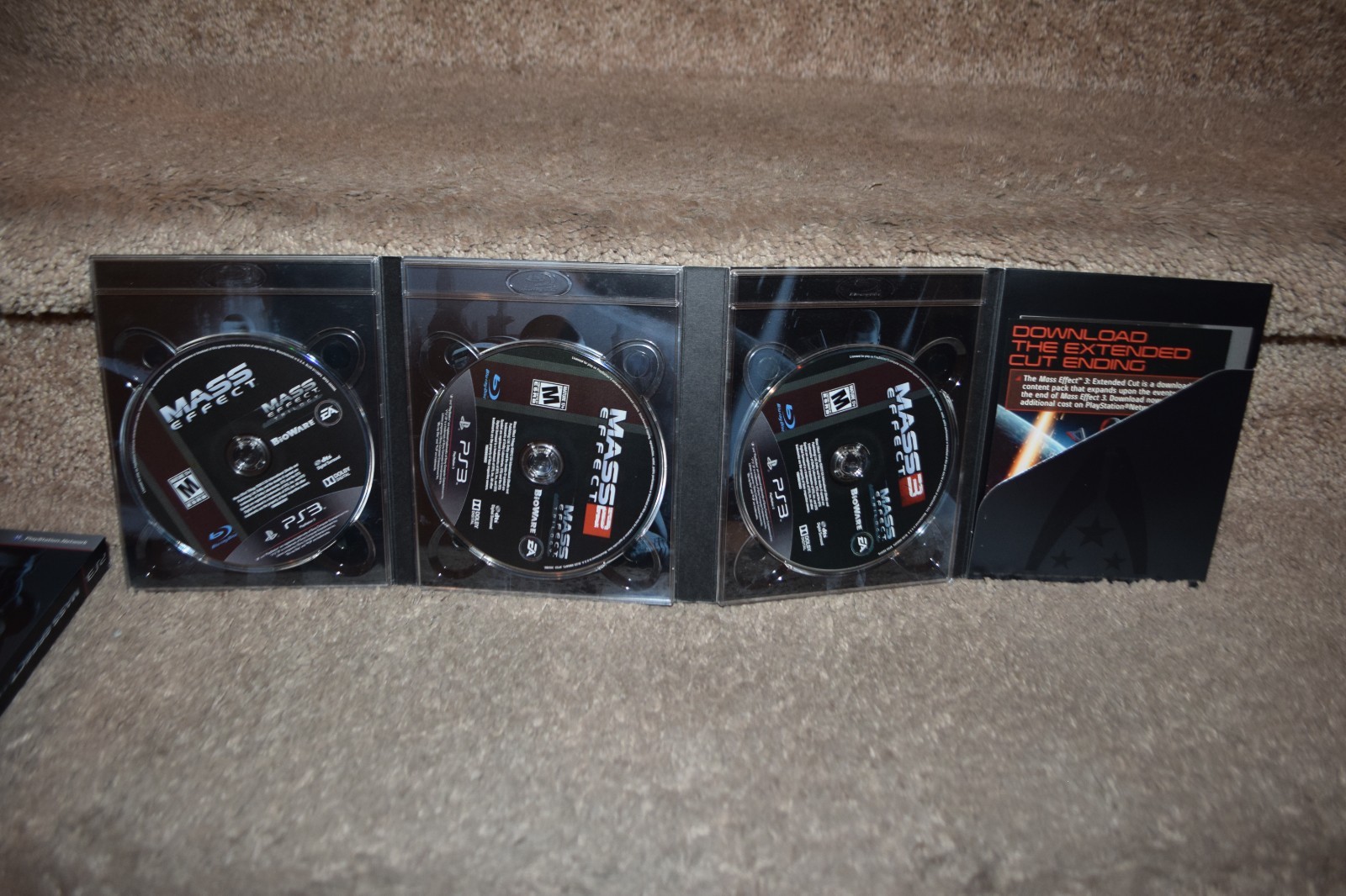 Mass Effect Trilogy PS3 Playstation 3 case, slip cover, (3) discs, paperwork