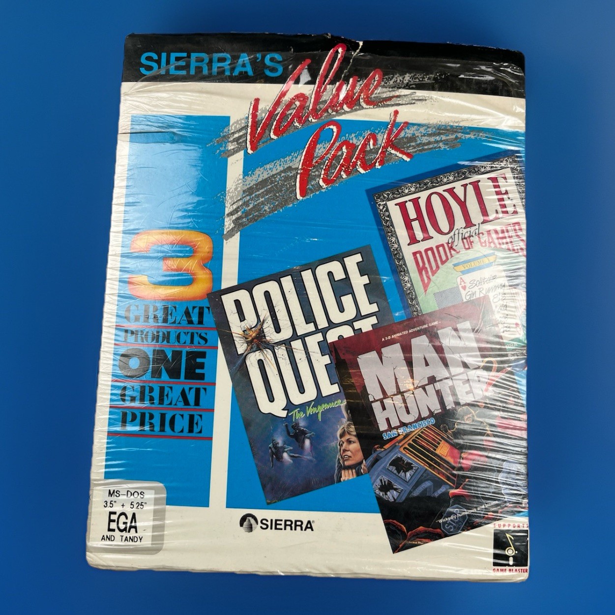 Sierra MS-Dos EGA Tandy – POLICE QUEST 2 /MAN HUNTER 2 /HOYLE GAMES – Value Pack