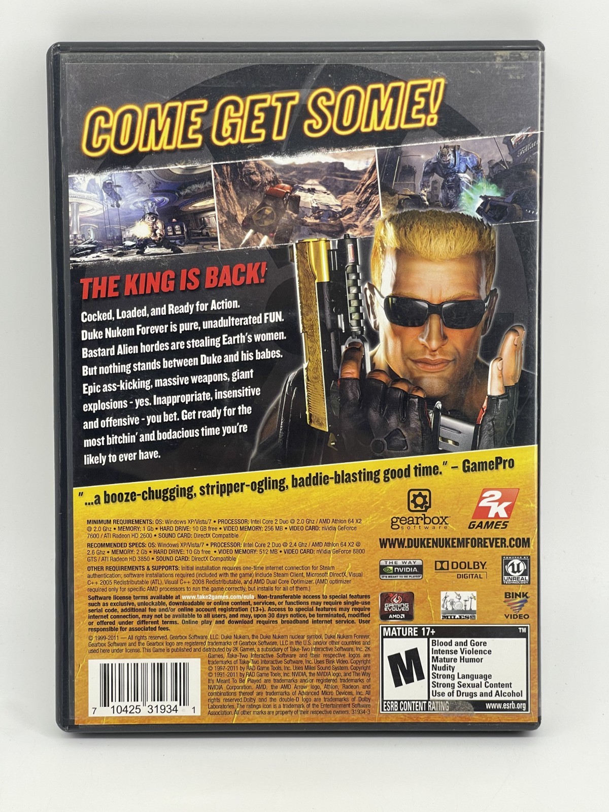 Duke Nukem Forever 2K Games (PC, 2011) Used | Complete