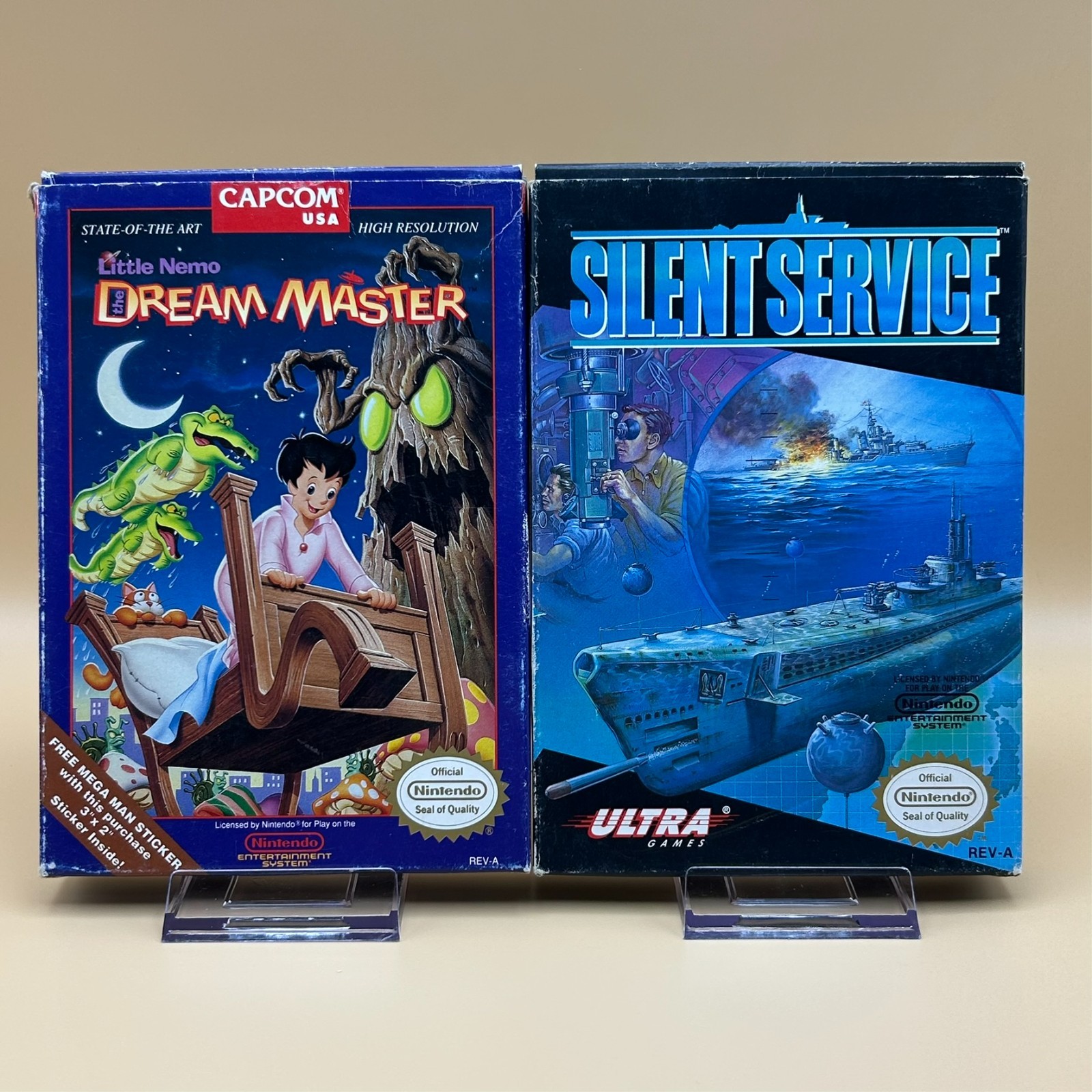 Nintendo NES Lot LITTLE NEMO DREAM MASTER & SILENT SERVICE Boxed 1980s