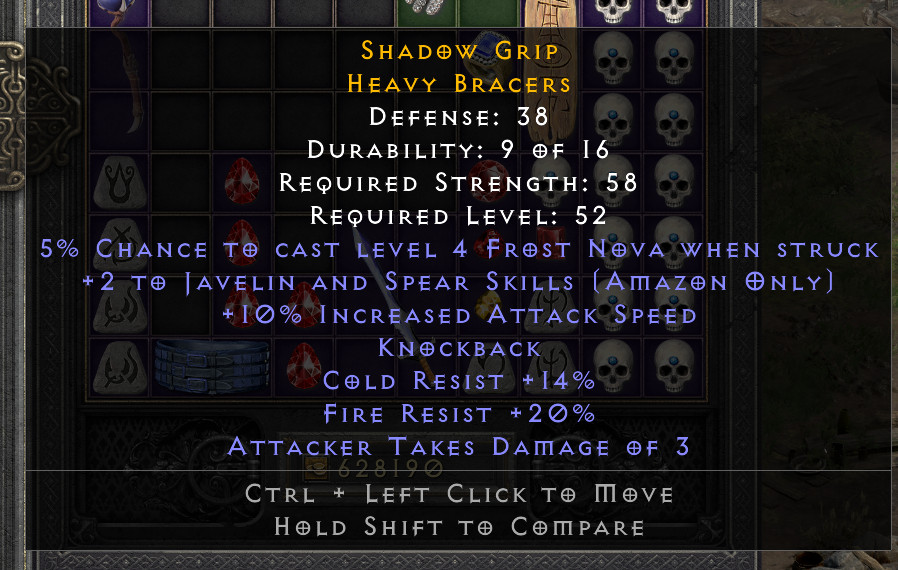 Diablo 2 Resurrected D2R PC 2-javelin skills/10%ias/knockback/res gloves NL