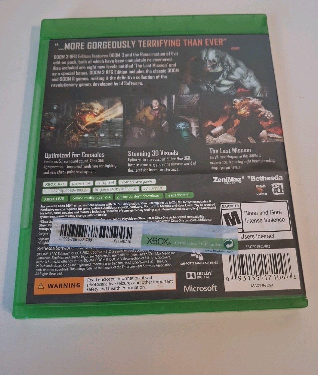 Doom 3 — BFG Edition (Microsoft Xbox 360, 2012)