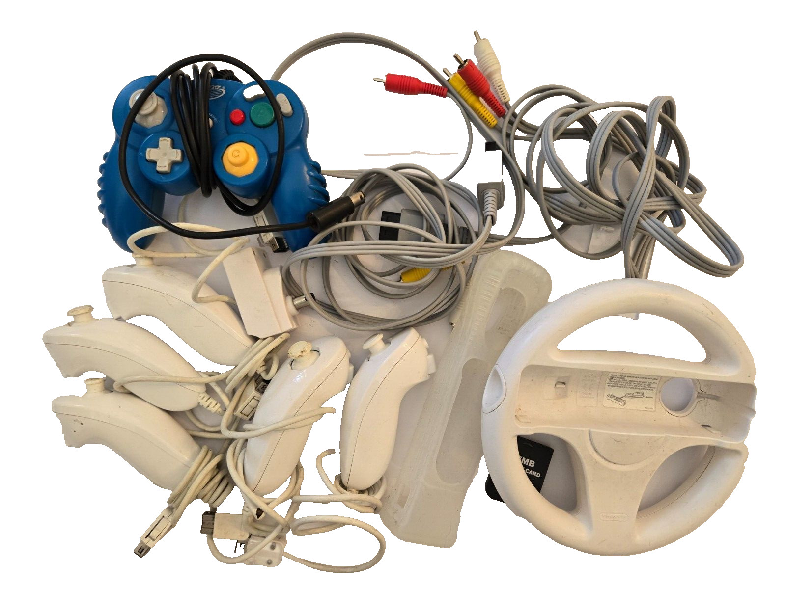 Untested Nintendo Wii & Gamecube accessory lot – controllers, memory cards, etc