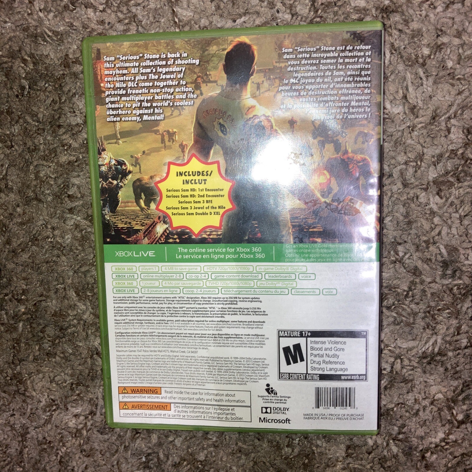 Serious Sam Collection (Microsoft Xbox 360, 2013) Tested And Works