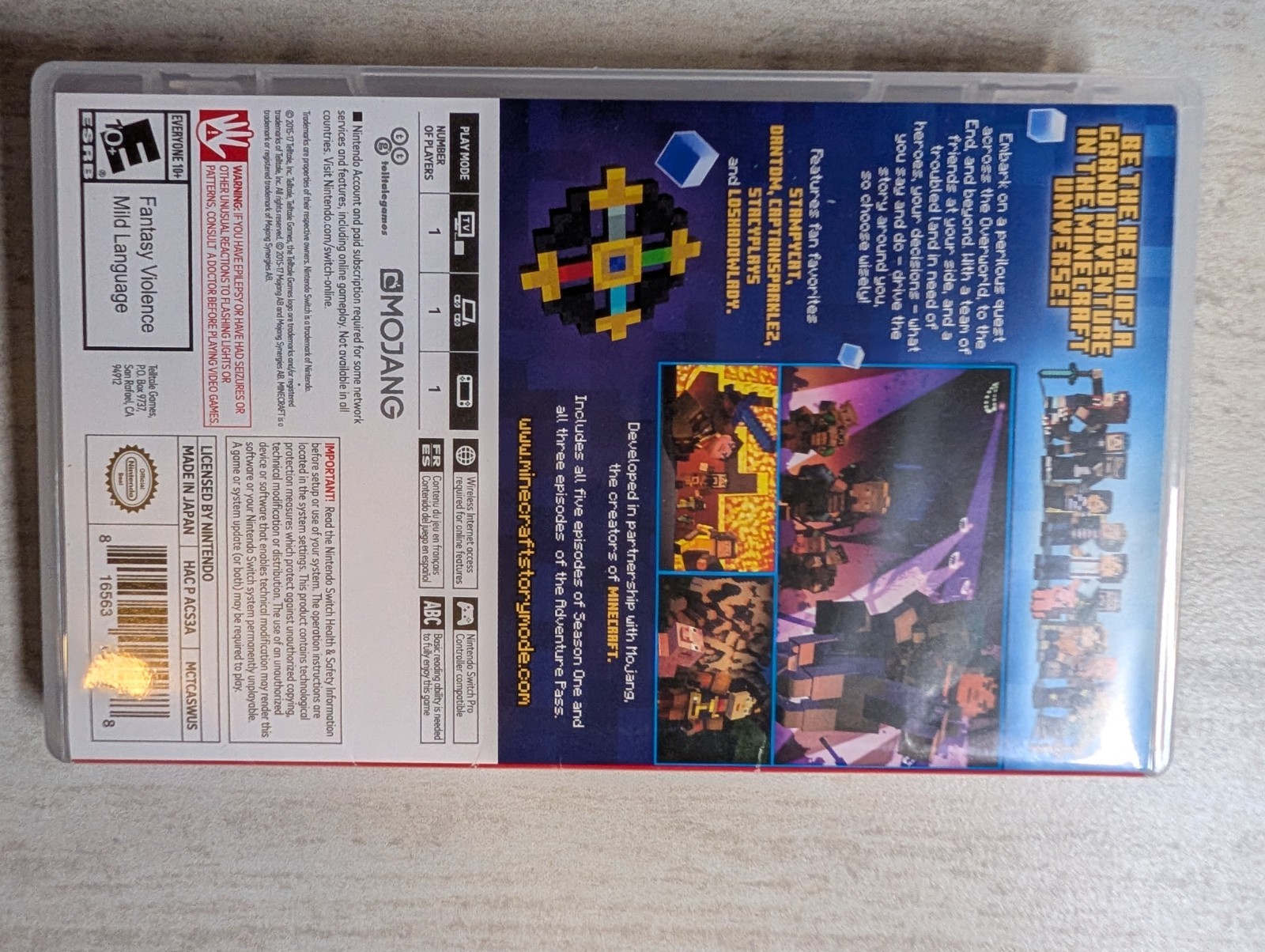 Minecraft: Story Mode – The Complete Adventure Nintendo Switch In Case Telltale