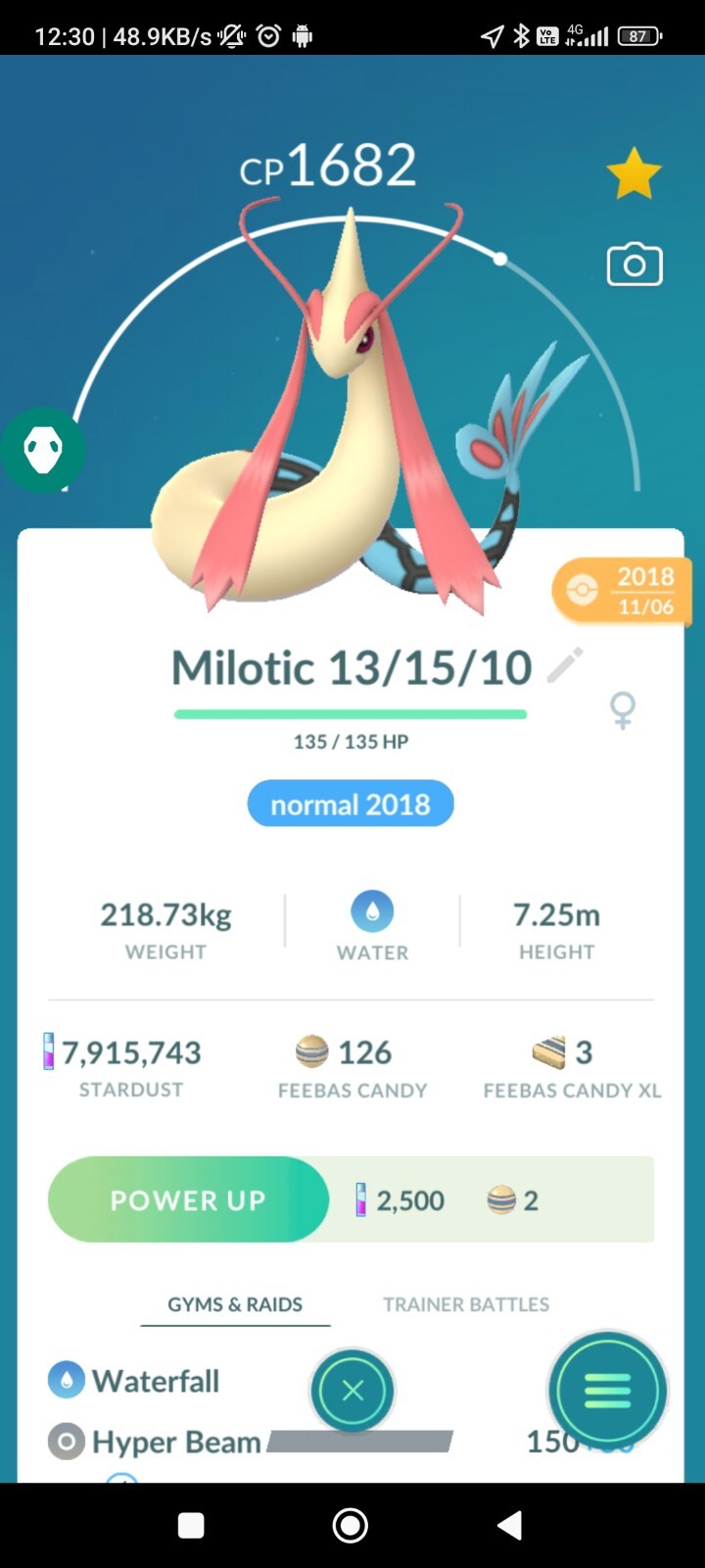 Milotic ( Caught In 2018 ) Pokemon Tr@de Go