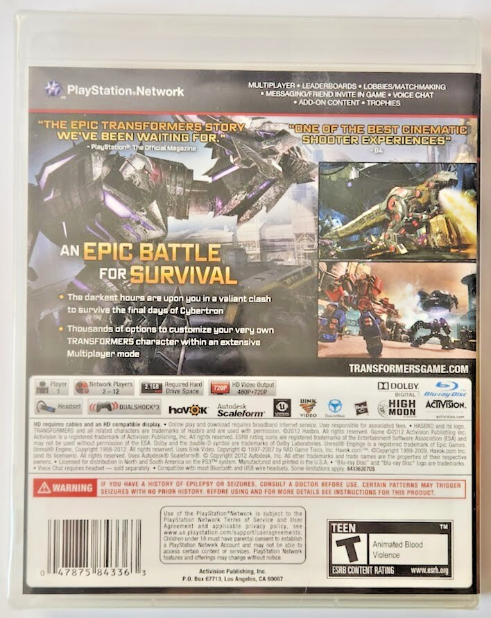 Transformers: Fall of Cybertron Brand New Game ( 2012 Third Person Shooting )