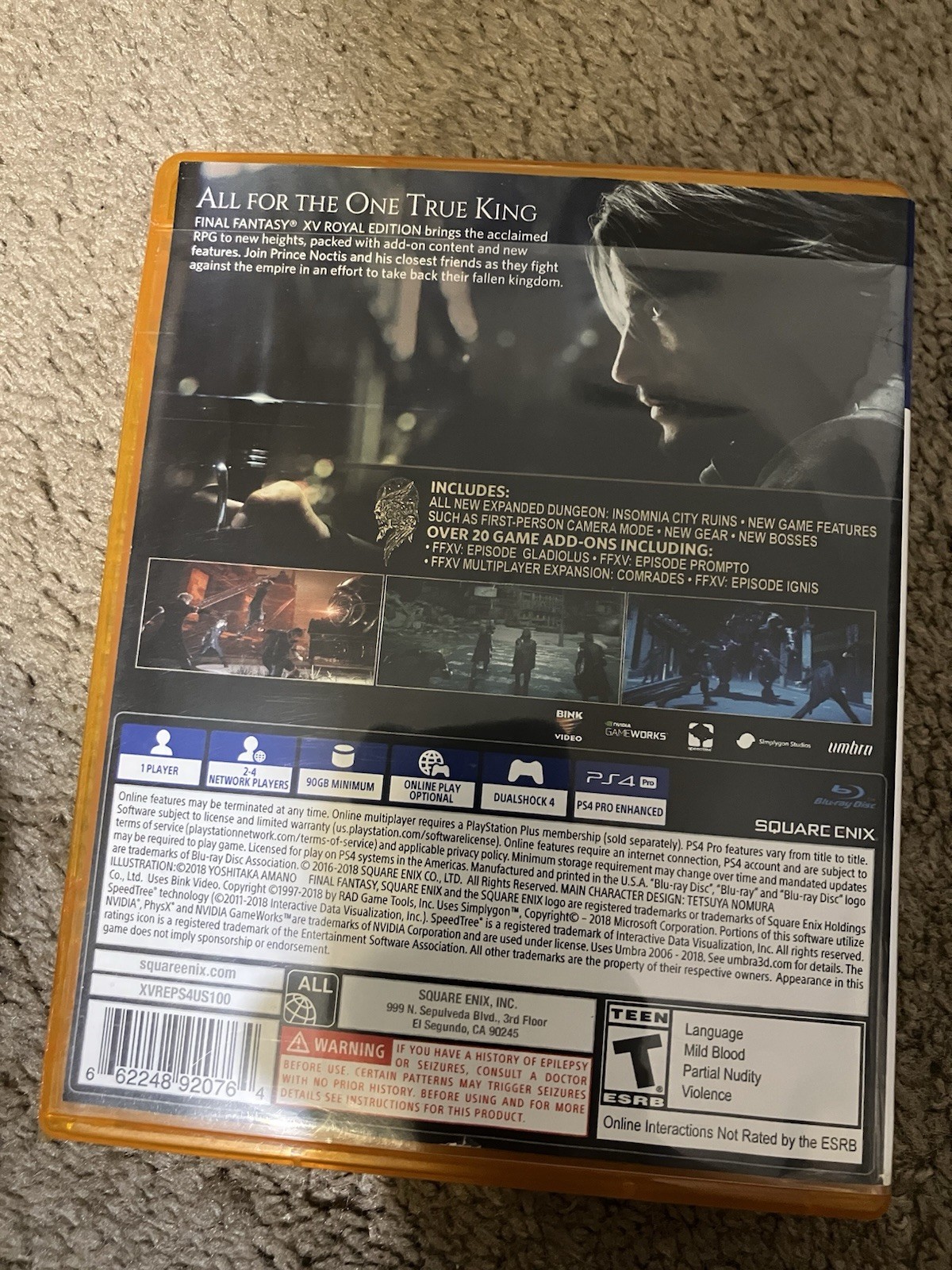 Authentic & Tested Fantasy XV: Royal Edition For Sony PS4, Cib, Works, Read