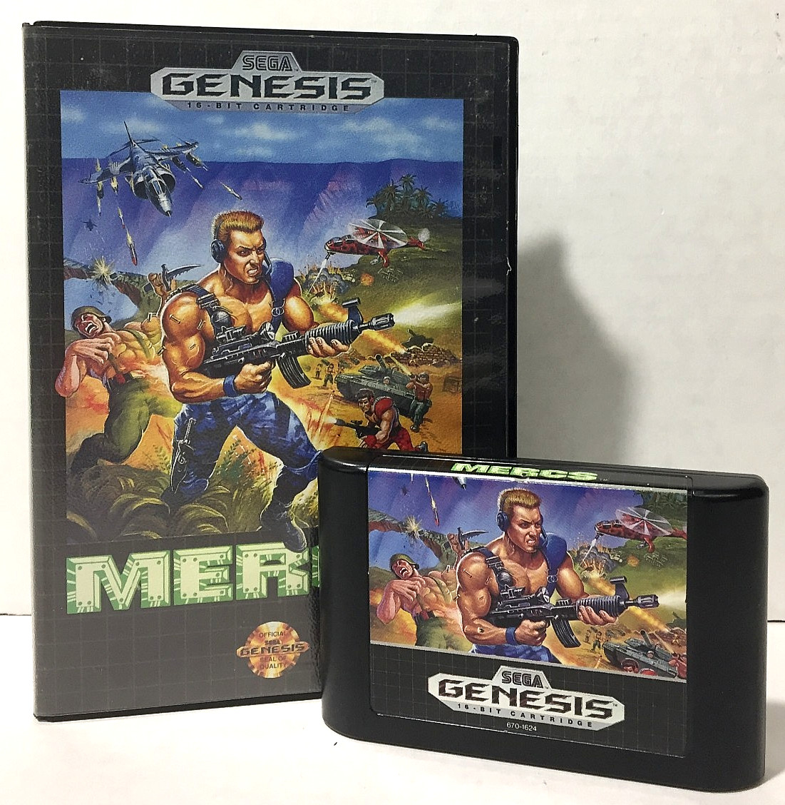 MERCS Sega Genesis CASE & GAME No Manual BOX Cart SHMUP Shooter TESTED & WORKING