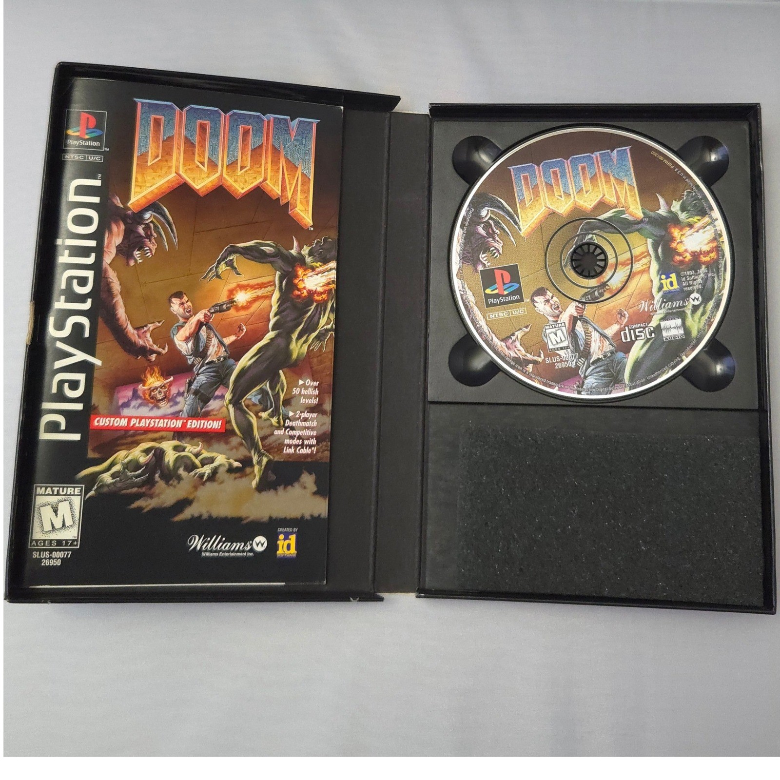 DOOM 1995 – PS1 Long Box – Complete (CIB) Reg Card & Foam Insert- Tested WORKING