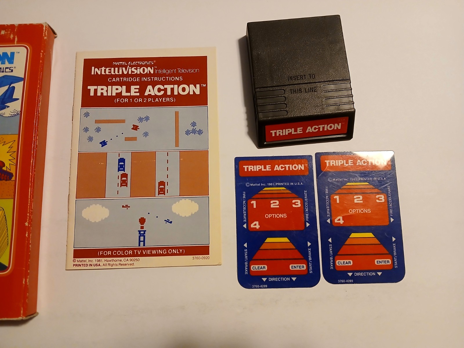 Triple Action Intellivision CIB Complete in Box w Overlays Tested Works