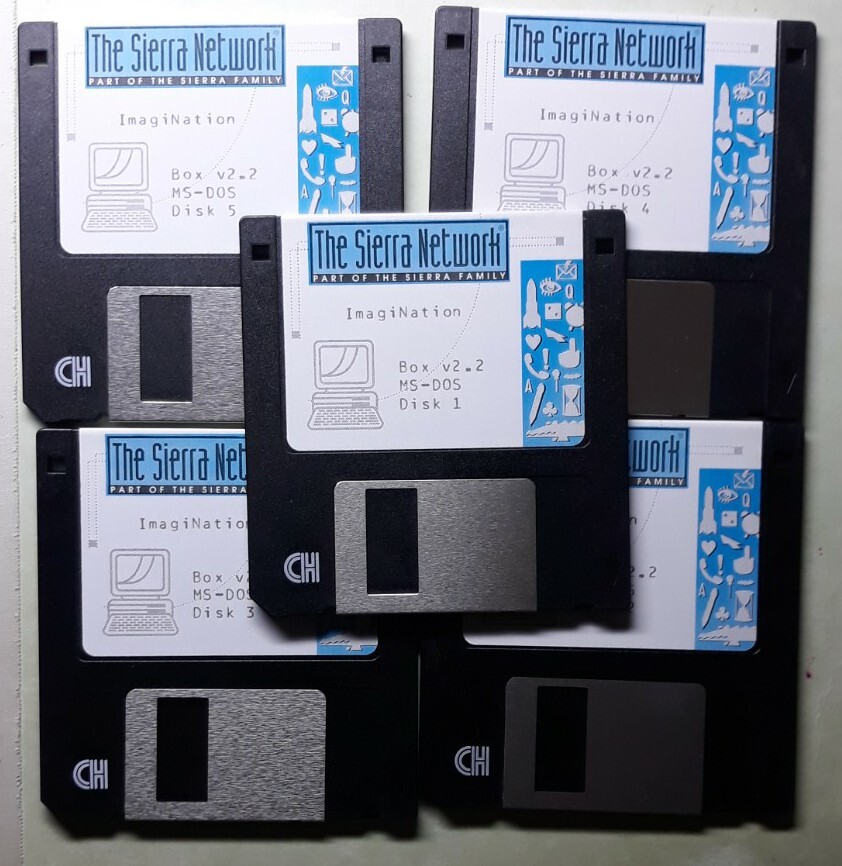 THE SIERRA NETWORK: ImagiNation Version 2.2, MS-DOS PC, 5 3.5″HD DISKS, RARE AS
