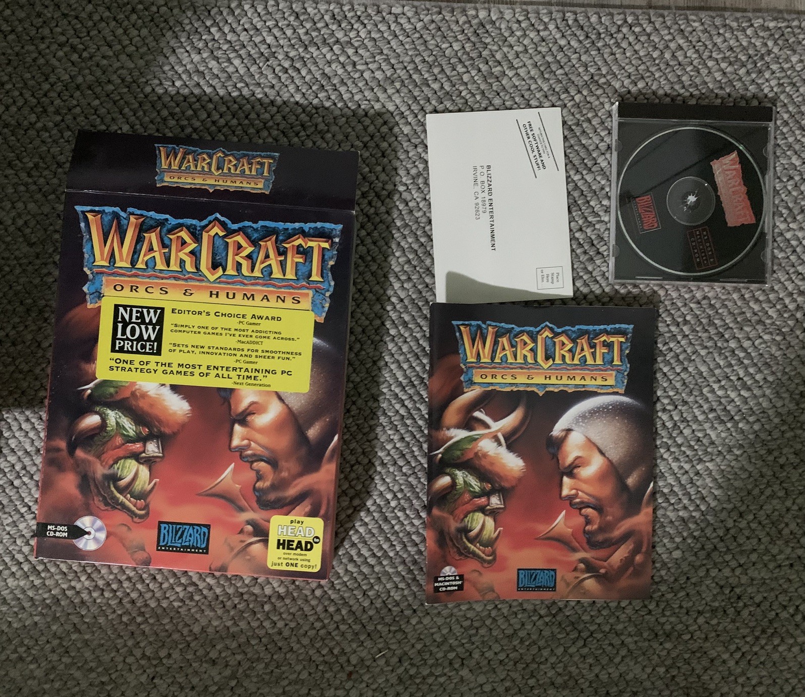 WarCraft 1 Orcs & Humans Big Box PC MS-DOS 1993 Variant Editors Choice Complete