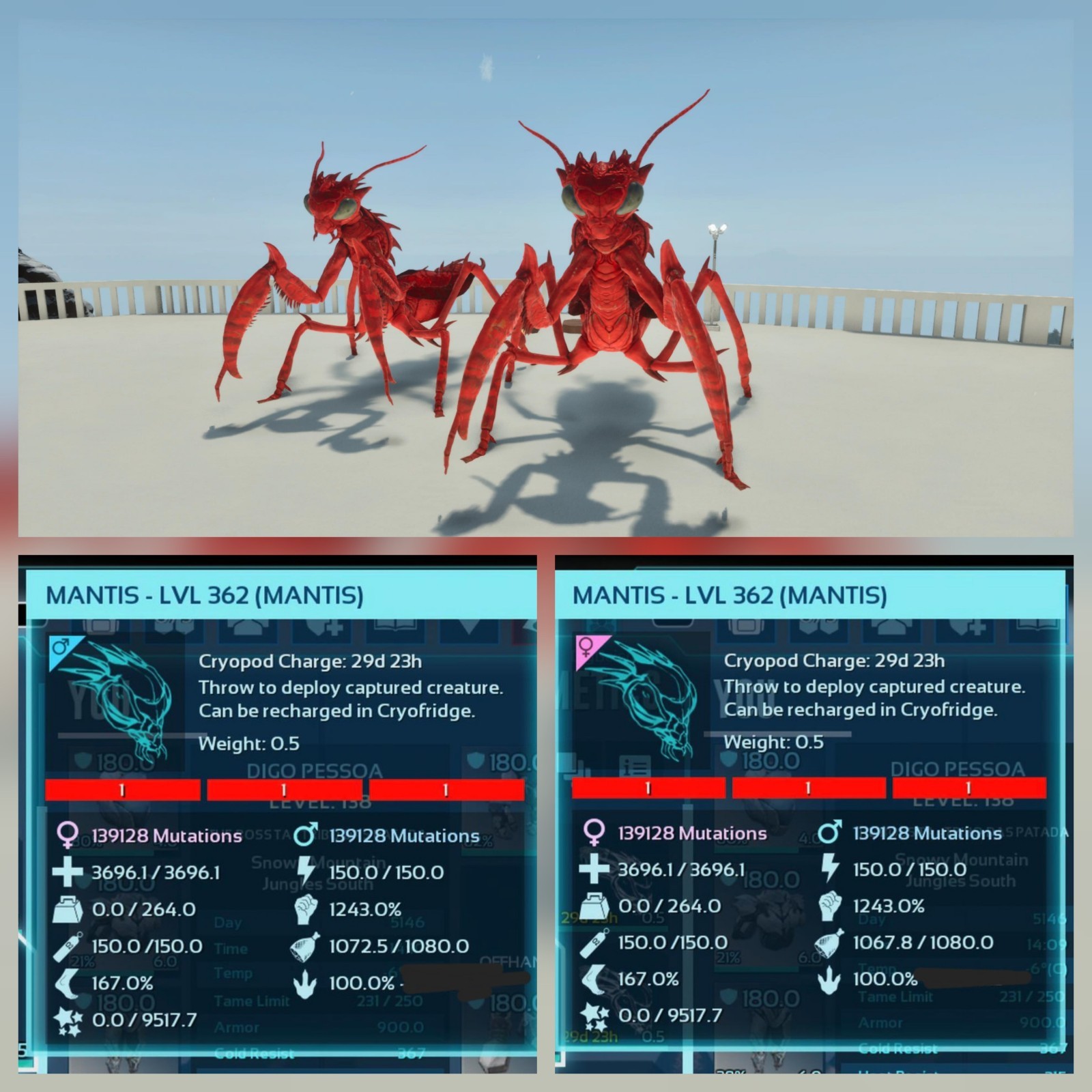 MANTIS RED ID01 ADULT 100% IMPRINT PAIR TOP STATUS ARK ASCENDED PVE PC/XBOX/PS5