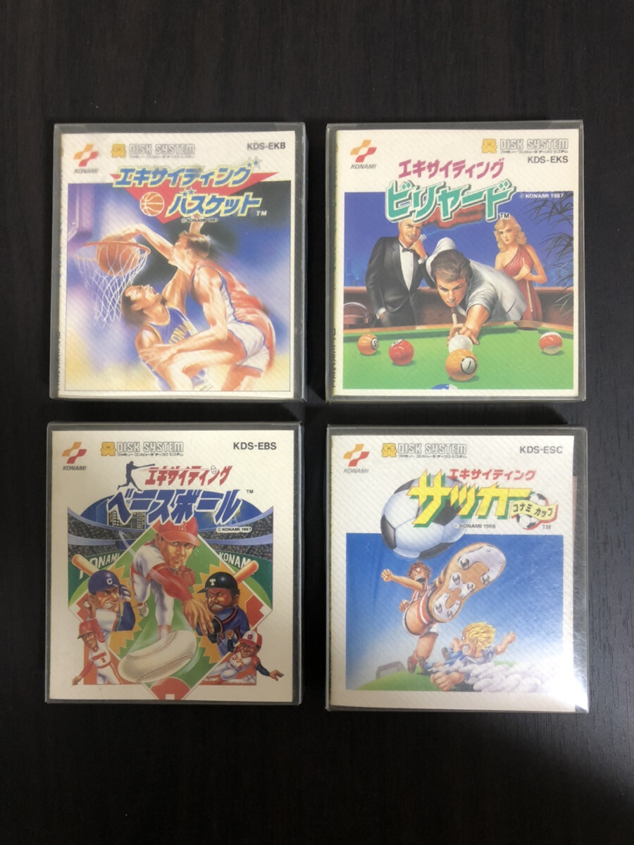 Lot of 4 Various Gamesoft With Card Nintendo Famicom Disk System Konami 1987