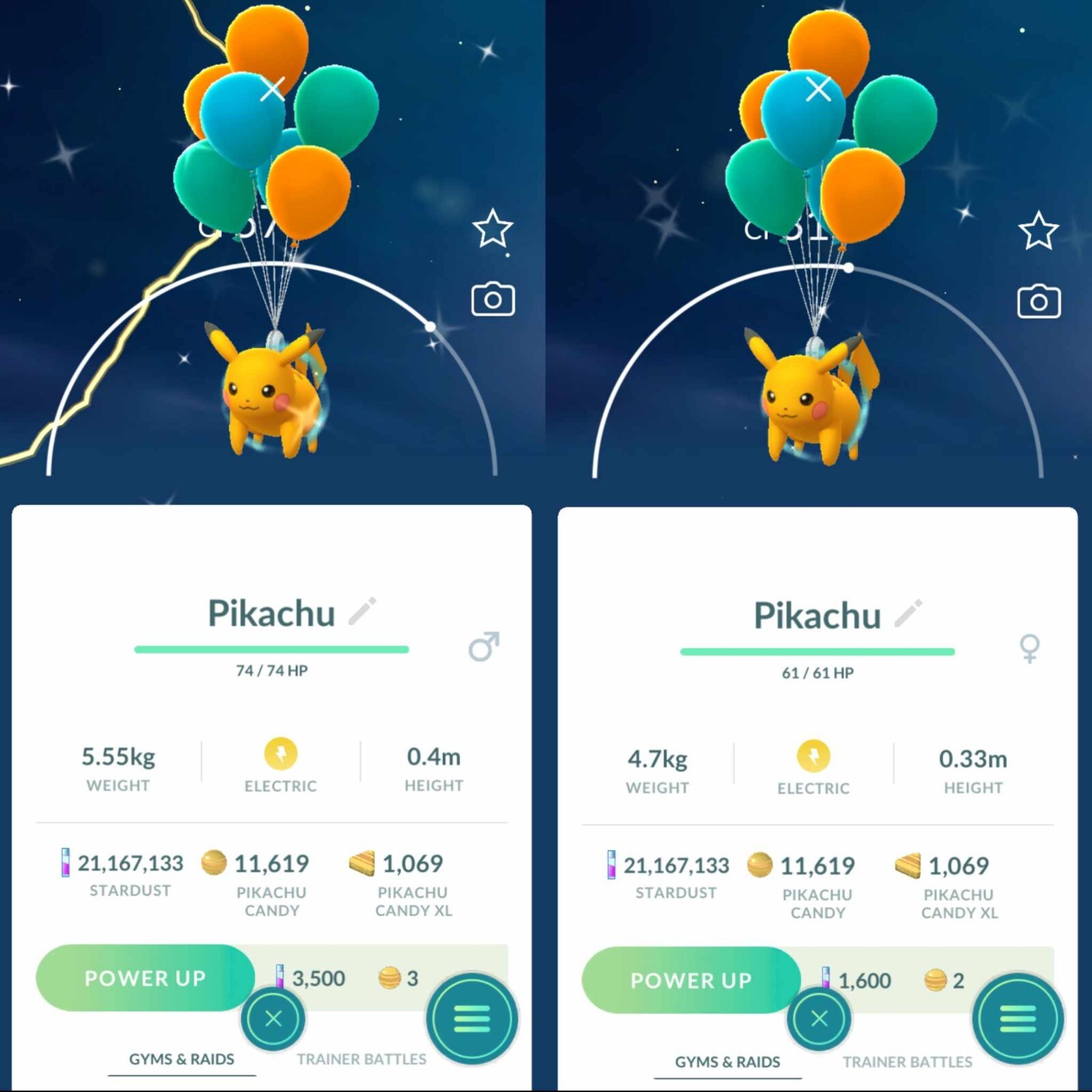 Pokemon Shiny Pikachu Flying With Blue Balloons -TRADE- Read Description