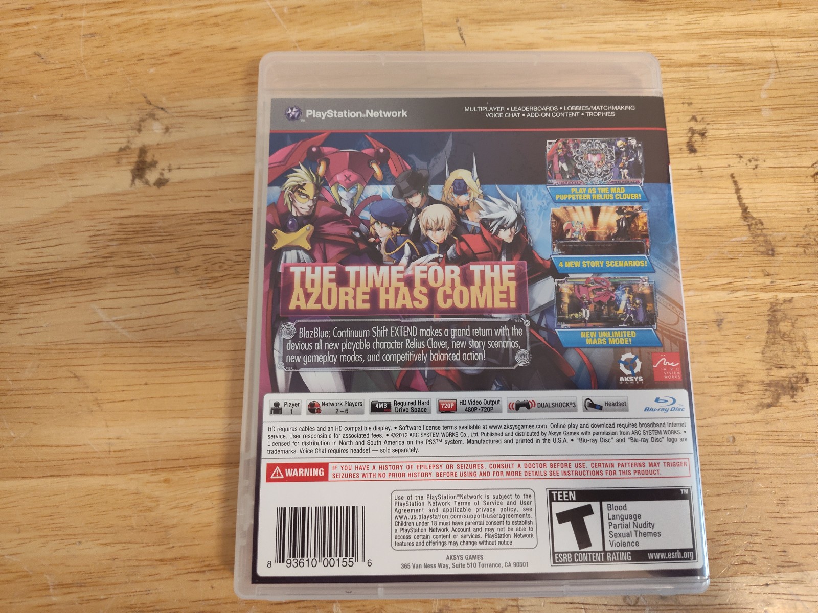 BlazBlue: Continuum Shift Extend Limited Edition CIB PlayStation 3 PS3 Blaz Blue