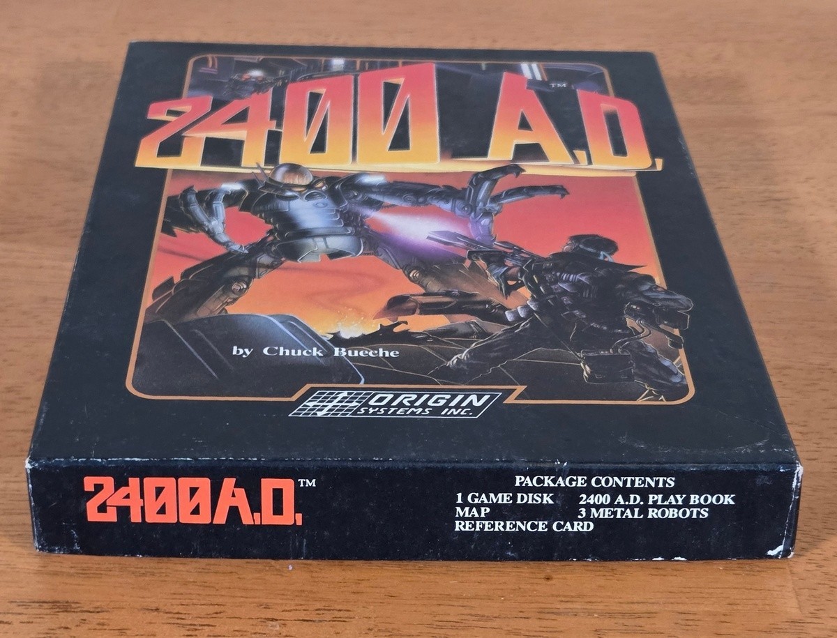 2400 A.D. Origin 5.25″ IBM Tandy PC Big Box Game Complete CIB Map Robot Figures