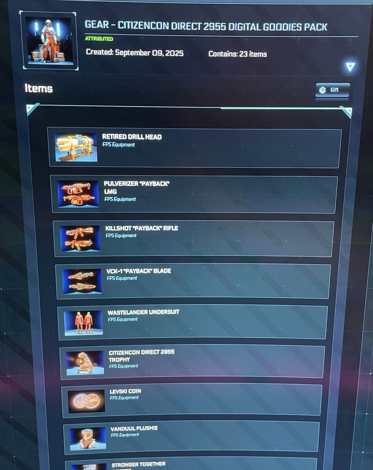 Star Citizen Citizencon 2955 Digital Goodies Pack Gear Armor Digital Items