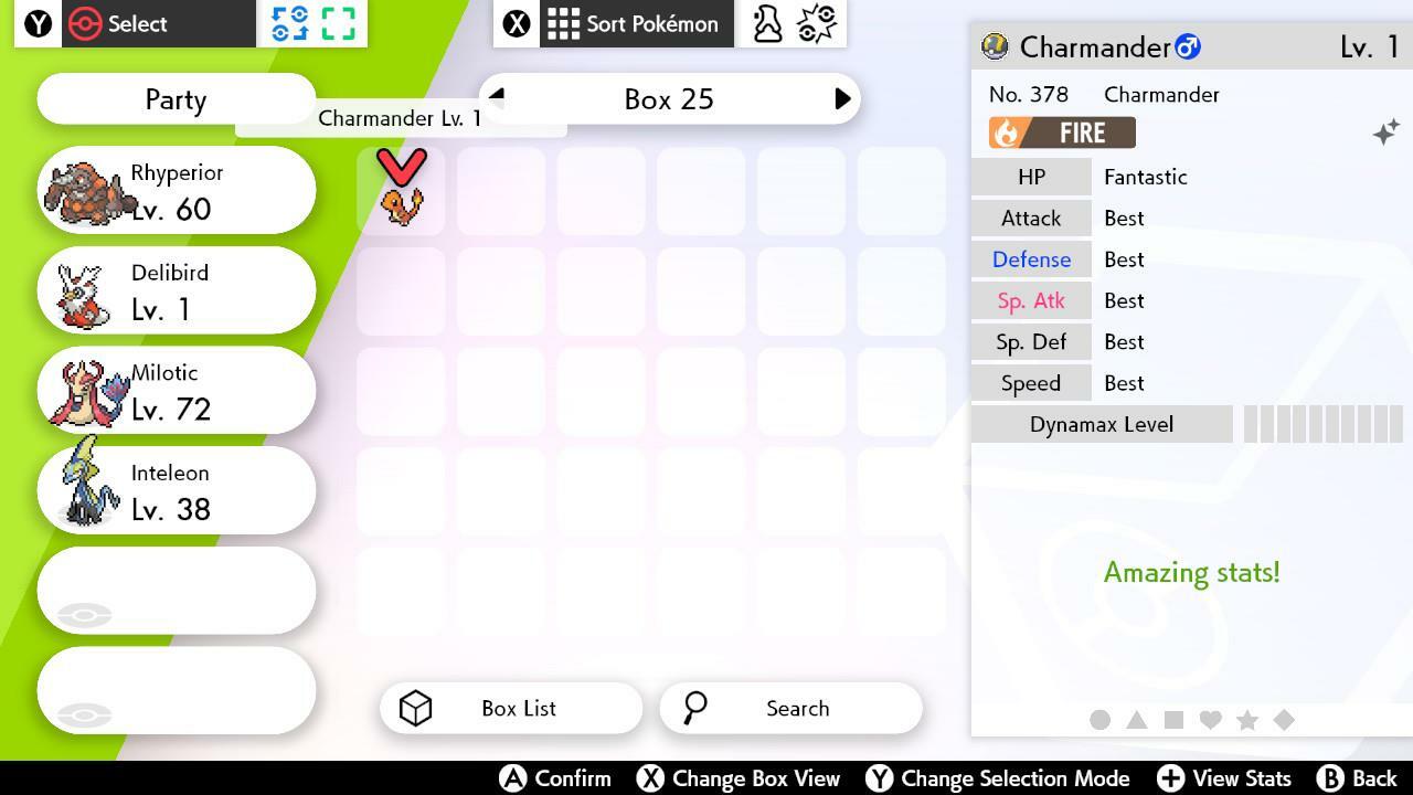 Legitimate 5 Max IV Shiny Charmander With Hidden Ability Pokemon Sword & Shield