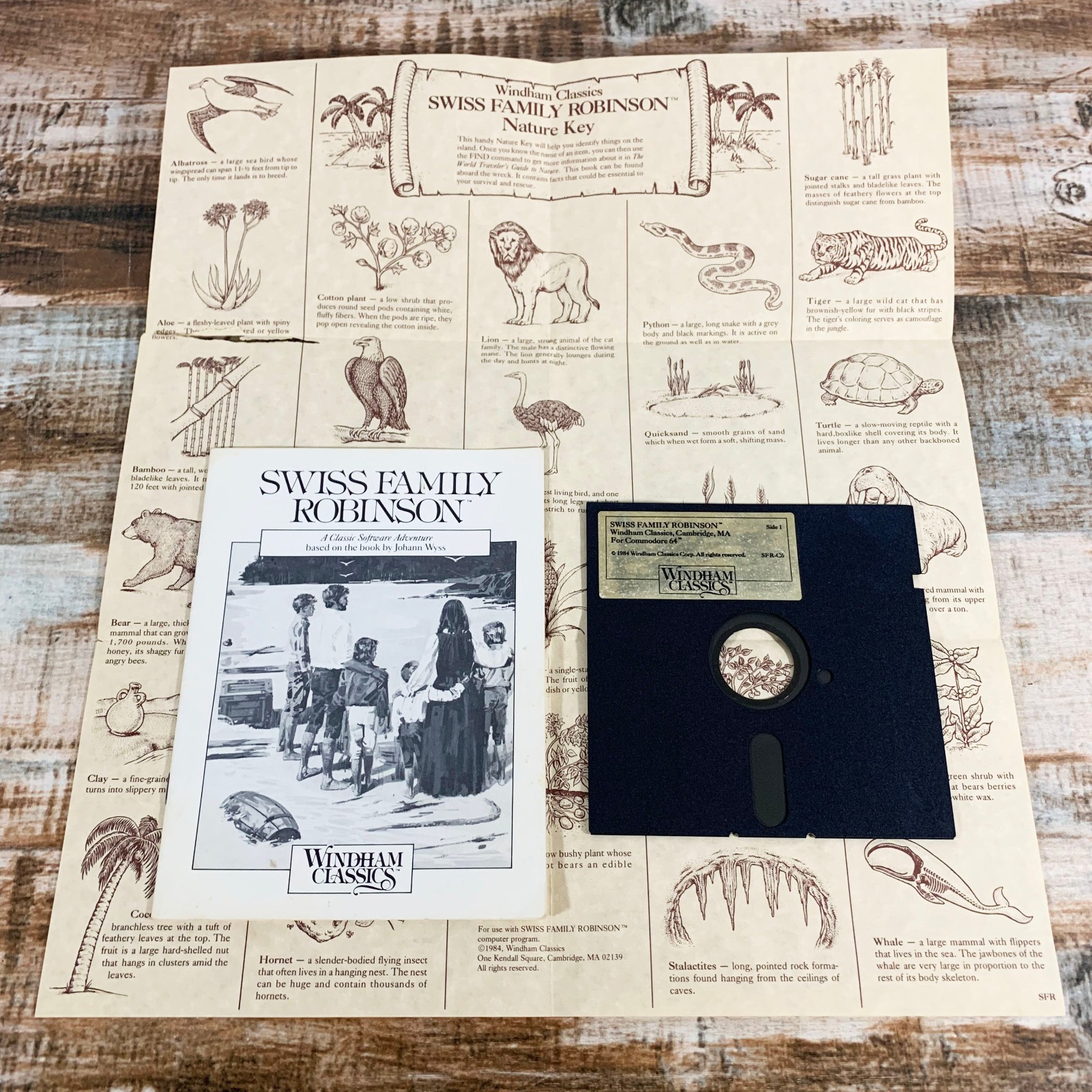 SWISS FAMILY ROBINSON (Commodore 64) 5.25″ Disk w/ Manual and Poster