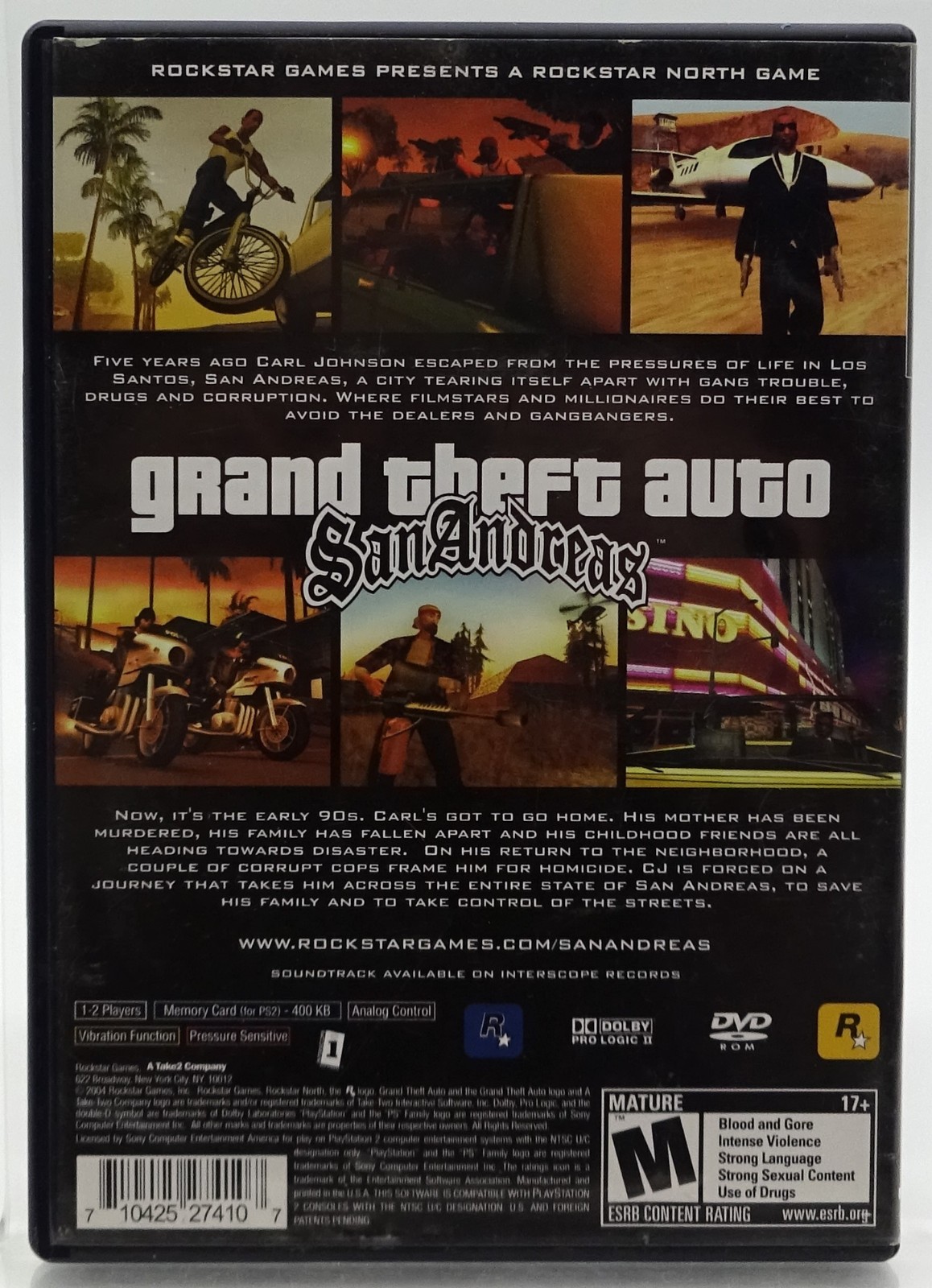 Grand Theft Auto: San Andreas PlayStation 2 PS2 2004 w/ Manual & Memory Card