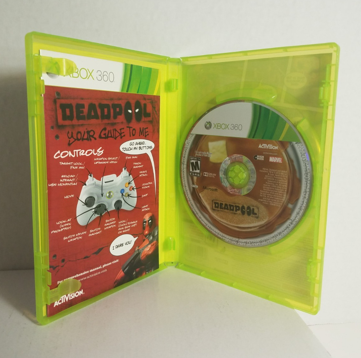 Deadpool Xbox 360 Case Manual Disk Marvel Activision