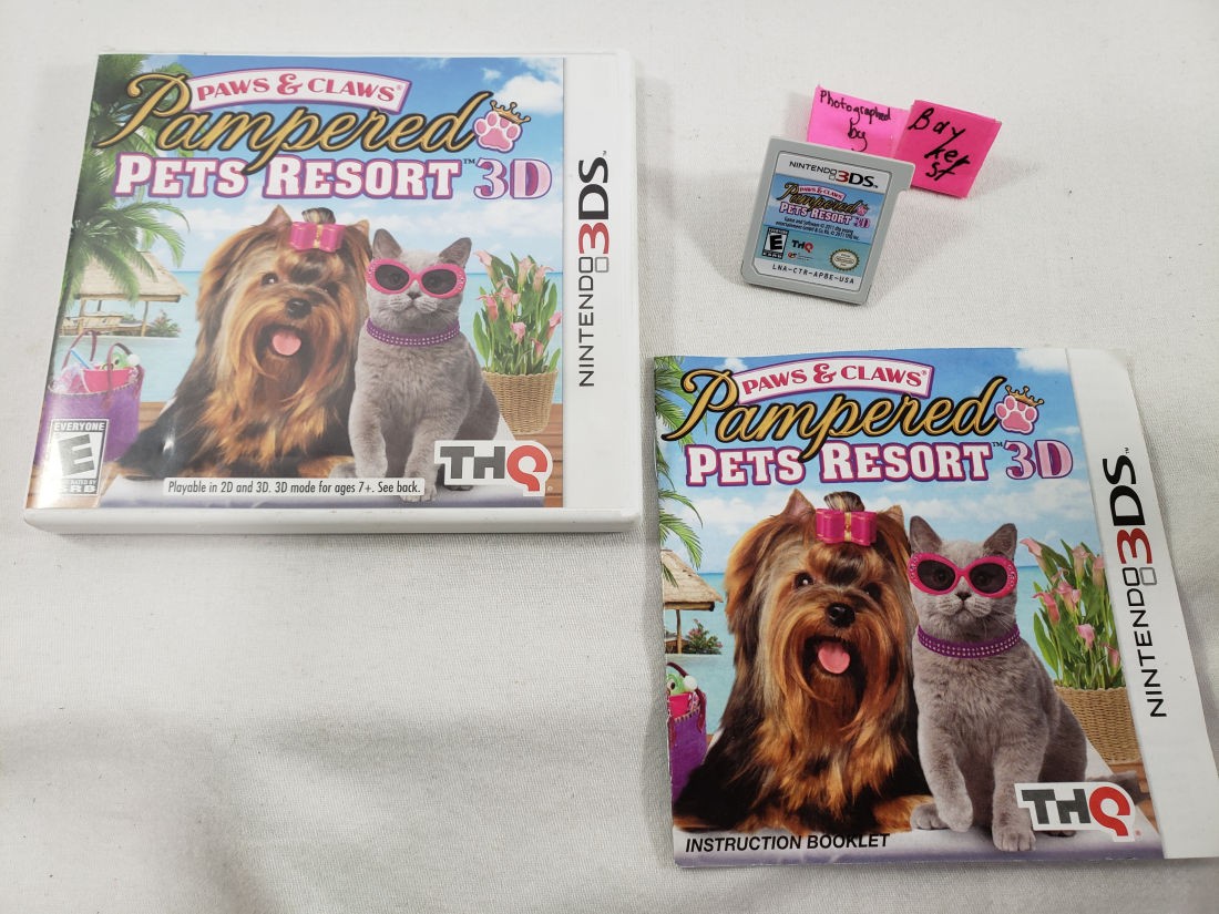 Paws Claws Pampered Pets Resort 3D 3DS AUTHENTIC Nintendo COMPLETE petz pet cib