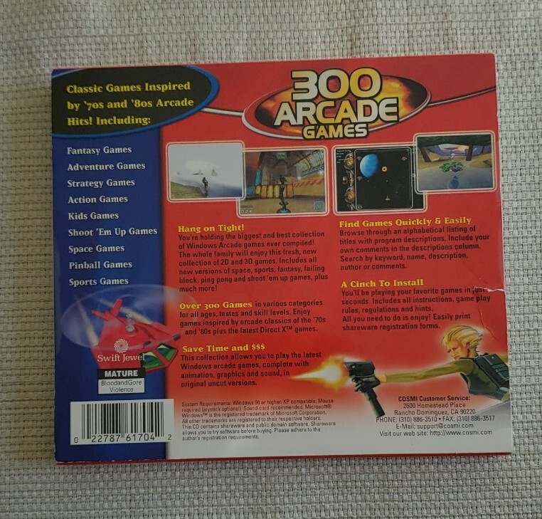 300 Arcade Games (PC, 2000) By Cosmi Factory Sealed