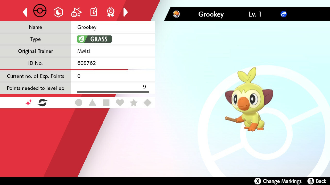 Legitimate 5 Max IV Shiny Grookey with Hidden Ability Pokemon Sword & Shield
