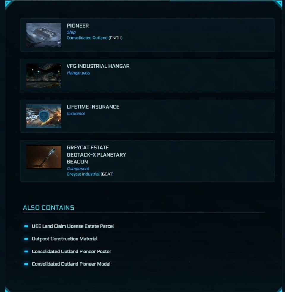 Star Citizen – OC EDITION PIONEER – LTI (Lifetime Insurance) SUPER RARE