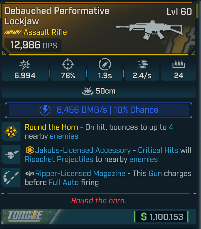 Borderlands 4 ⭐SHOCK LOCKJAW ASSAULT RIFLE⭐JAKOBS⭐RIPPER MAG