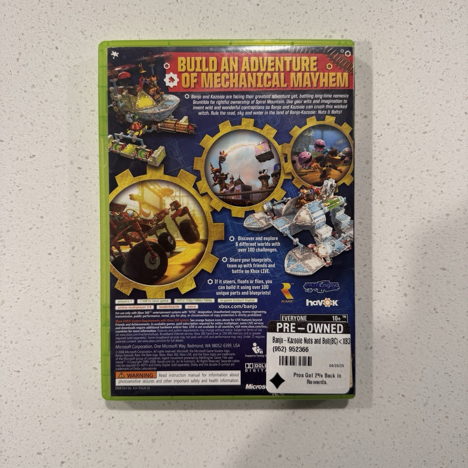 Banjo-Kazooie: Nuts & Bolts (Xbox 360, 2008) Complete in Box CIB Tested