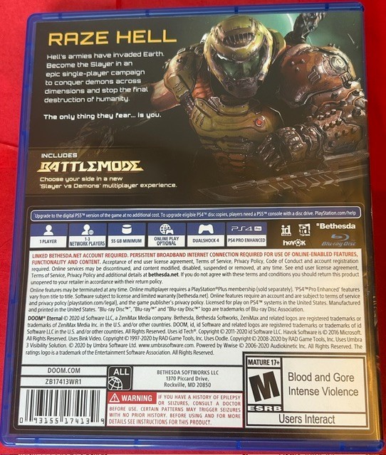 Doom Eternal | PlayStation 4 | Lightly Used | No Scratches