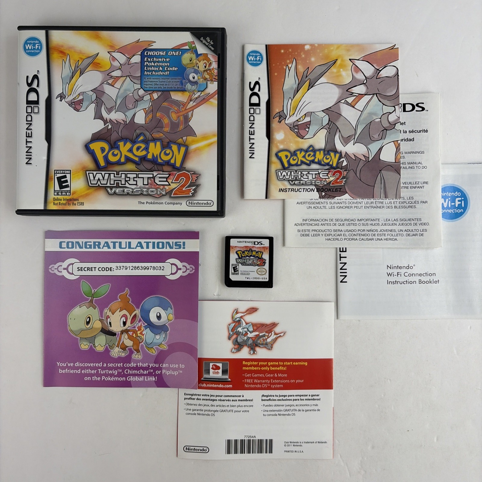 Pokemon White Version 2 WALMART VARIANT W Inserts Nintendo DS Complete Authentic