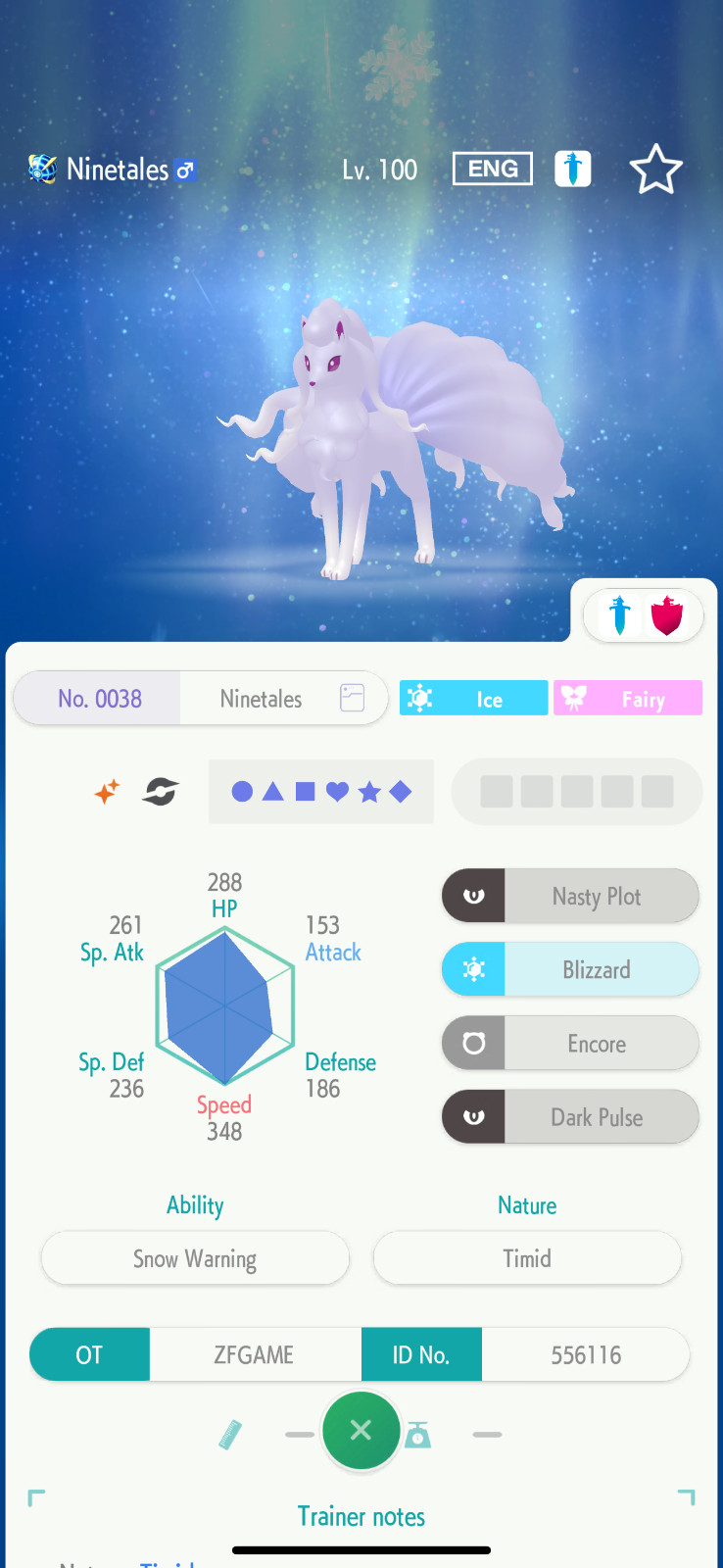 ✨6IV SHINY Alolan Ninetales + EVS🚀 POKEMON HOME✨Champions✨Online delivery⚡