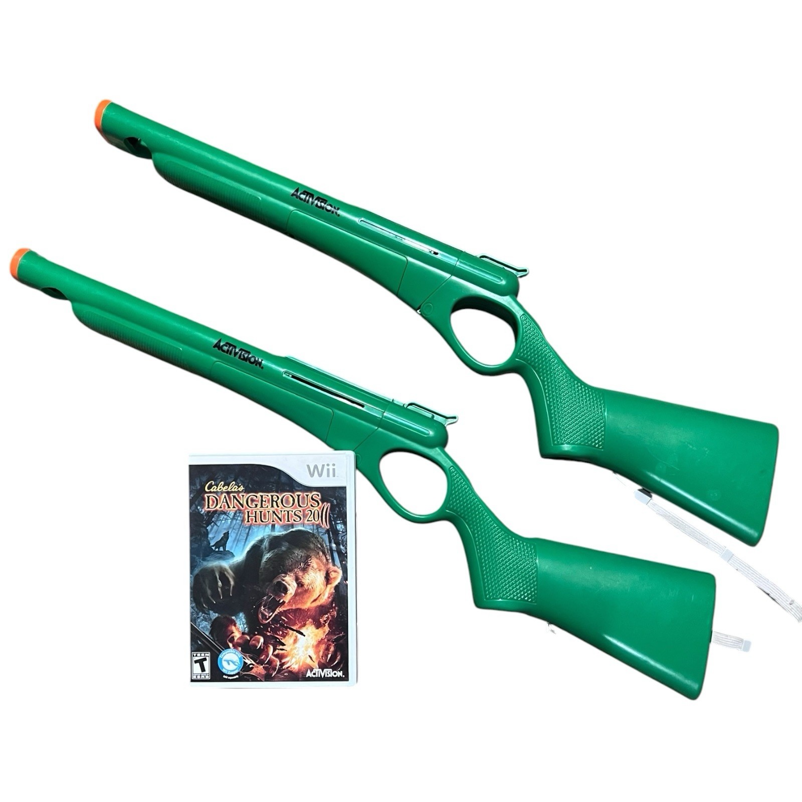 Cabela’s Dangerous Hunts 2010 Nintendo Wii Game w/ 2 Green Shotgun Props Tested