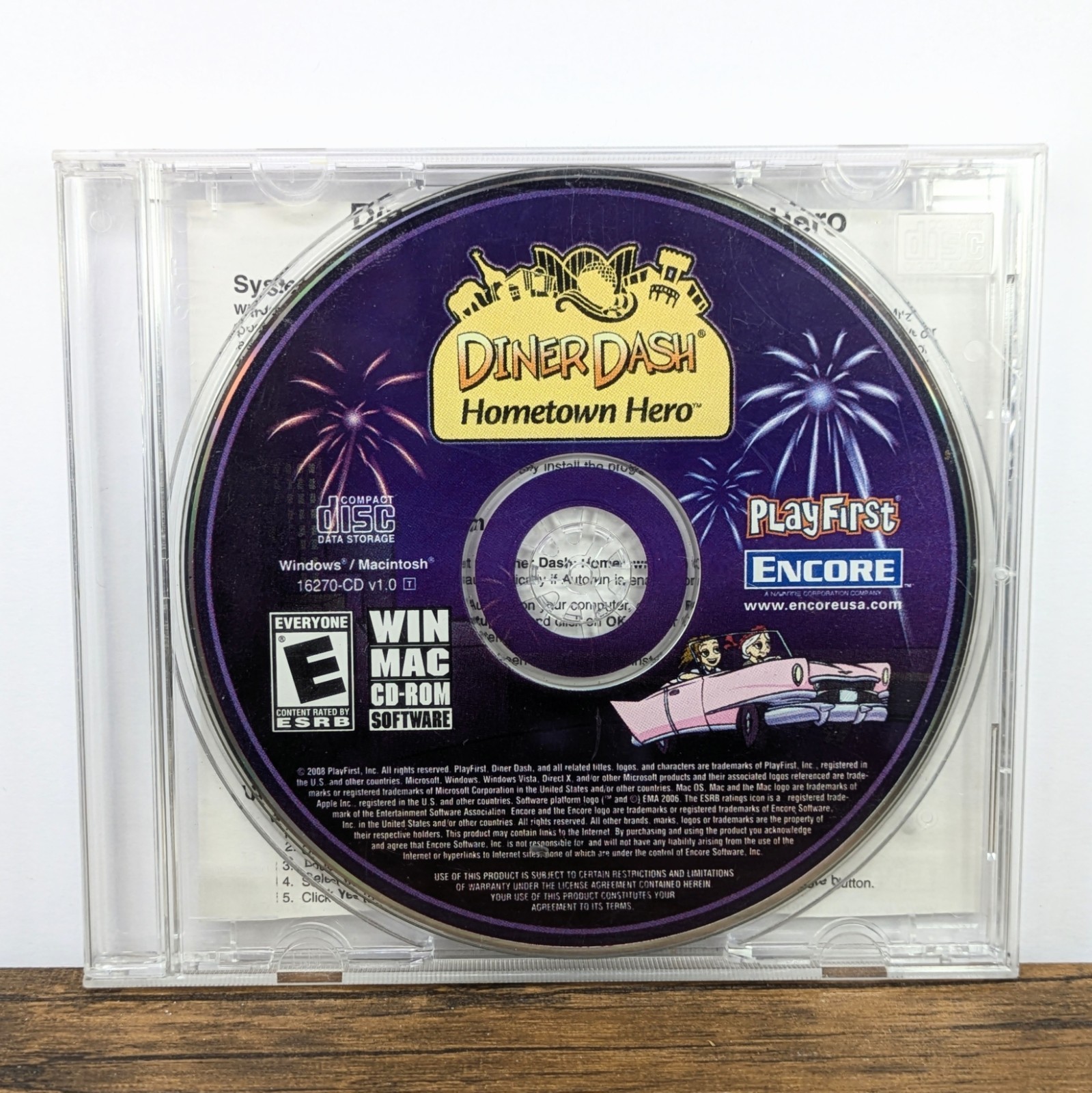 2008 CD-ROM – Diner Dash Hometown Hero – PlayFirst Encore, Windows/Mac