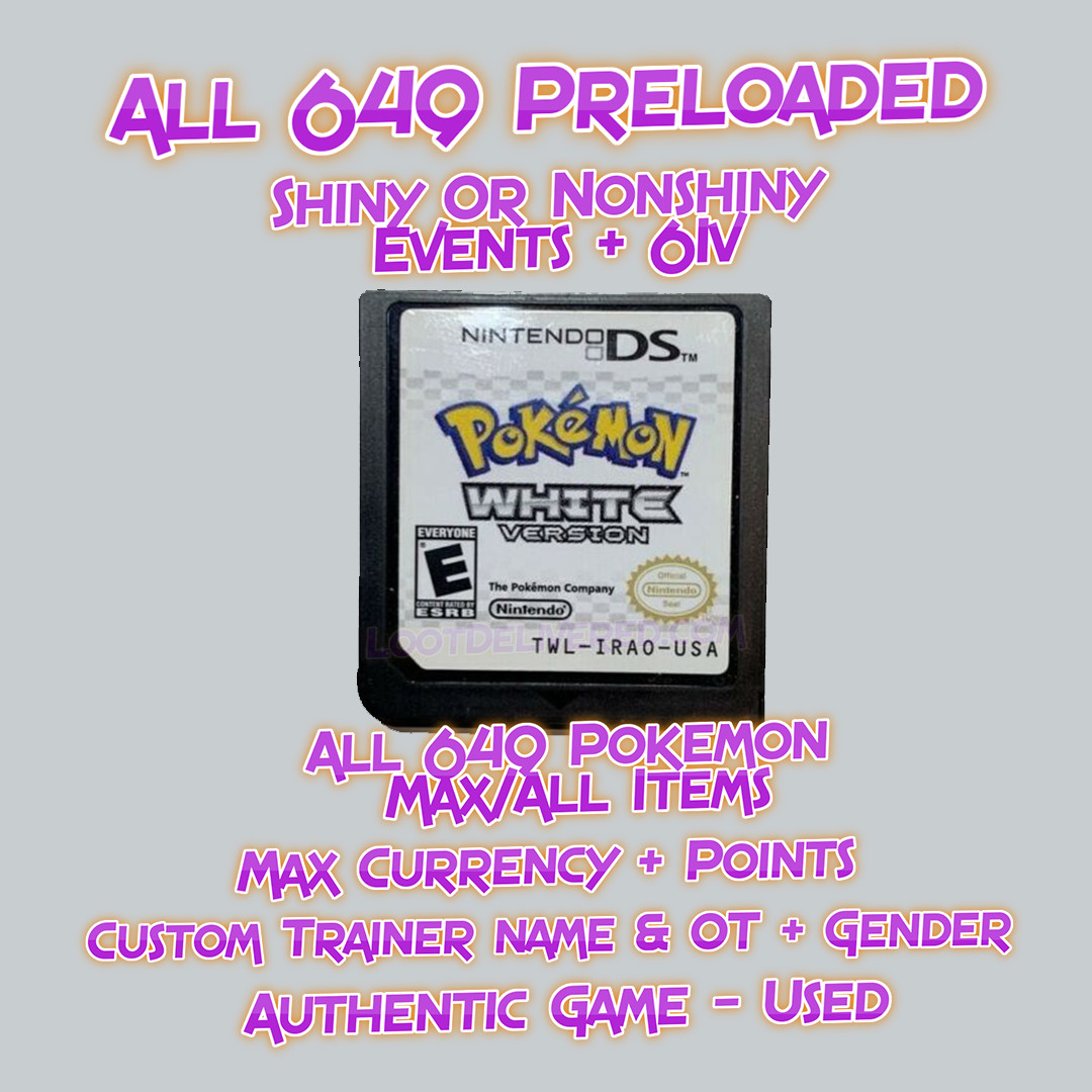 Pokemon White Preloaded with All 649 Pokemon Authentic Nintendo Ds