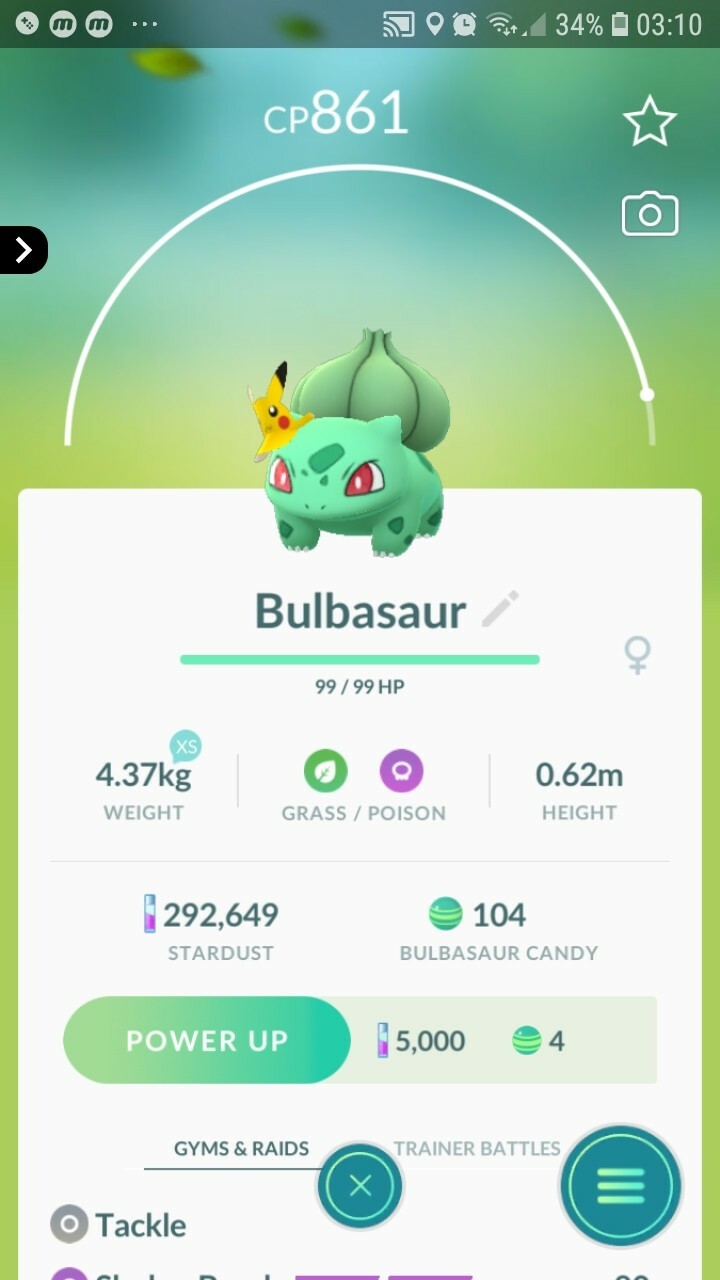 Bulbasaur ( Pikachu Hat ) Pokemon Tr@de Go
