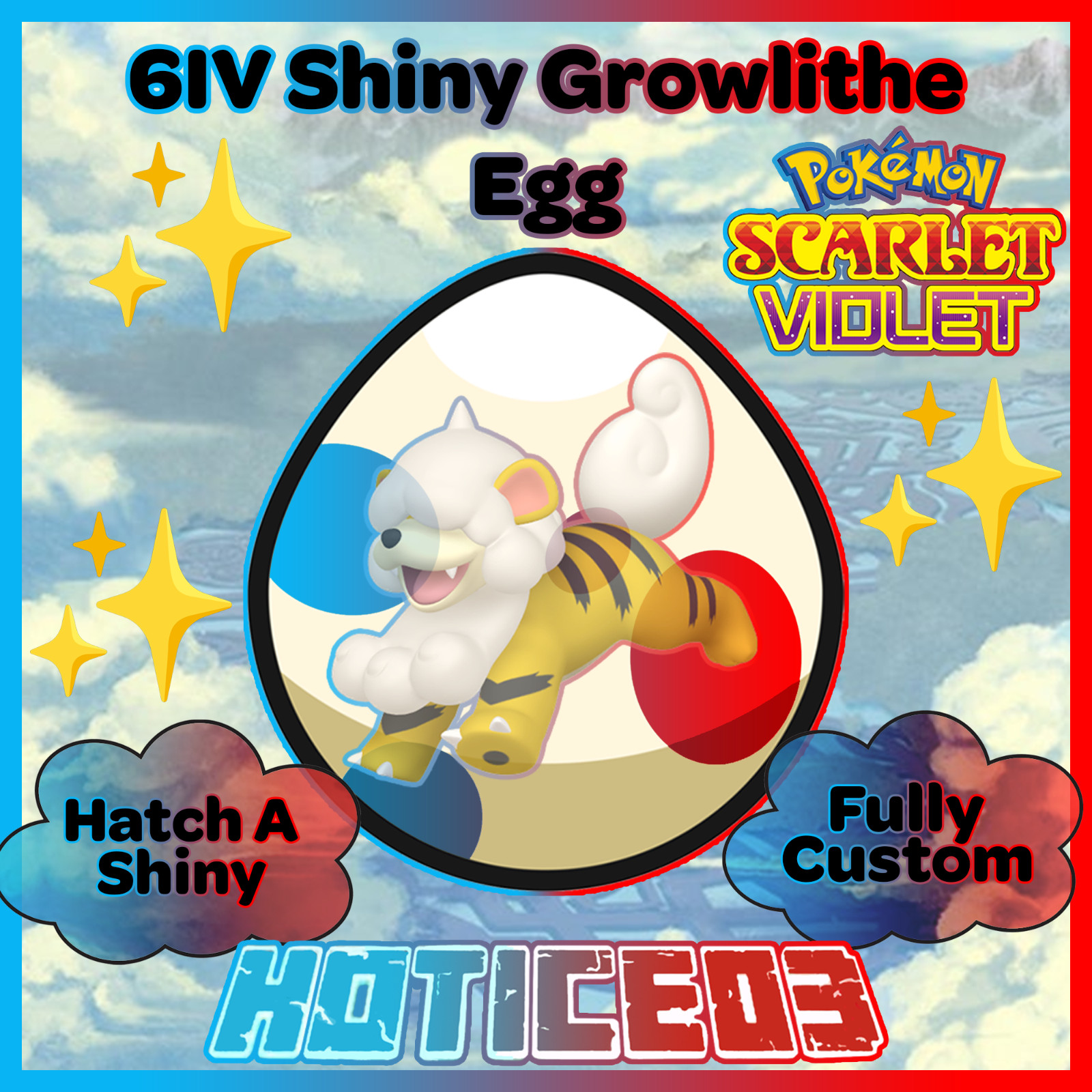 Hisuian Growlithe ✨ SHINY 6IV EGG ✨ Pokemon Scarlet & Violet ✨ TEAL MASK DLC ✨