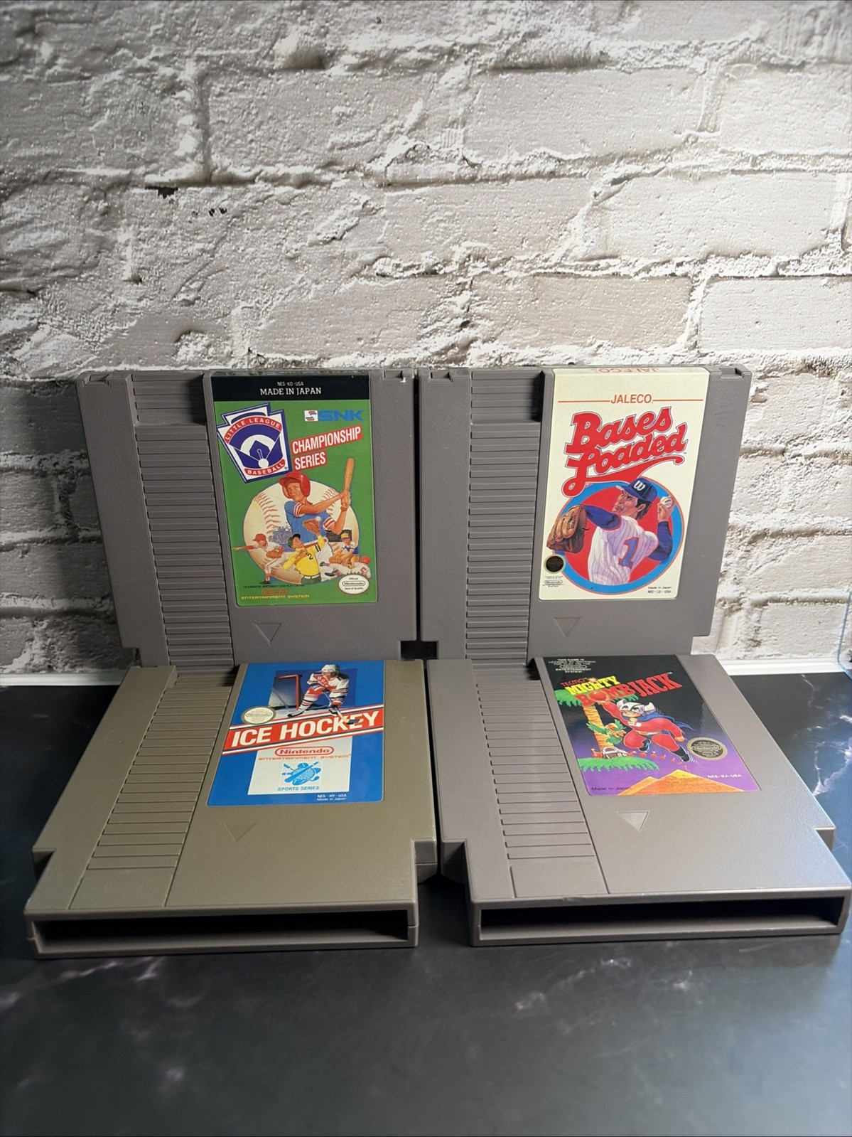 LOT Nintendo NES – Little League/Ice Hockey/Mighty Bombjack/Bases Loaded T&W