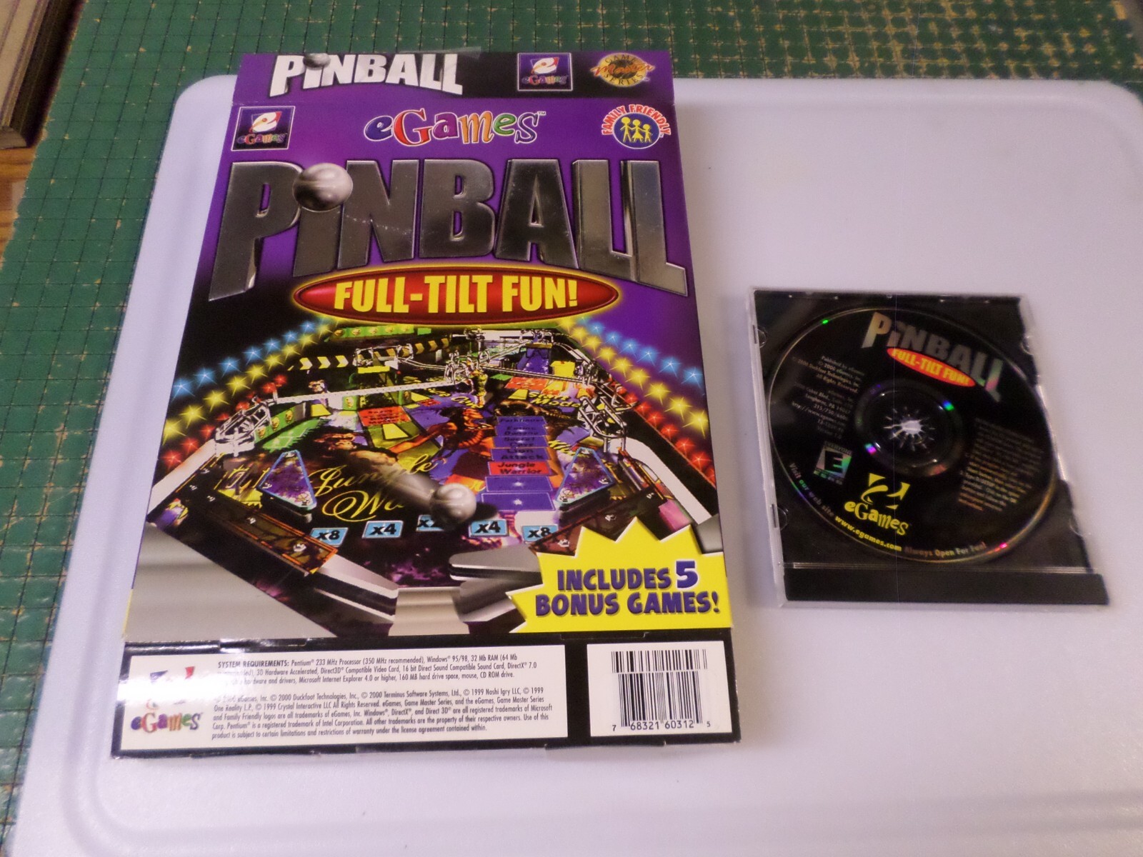 PINBALL FULL-TILT FUN! – (PC, CD-ROM, 2000) – EGAMES – BIG BOX