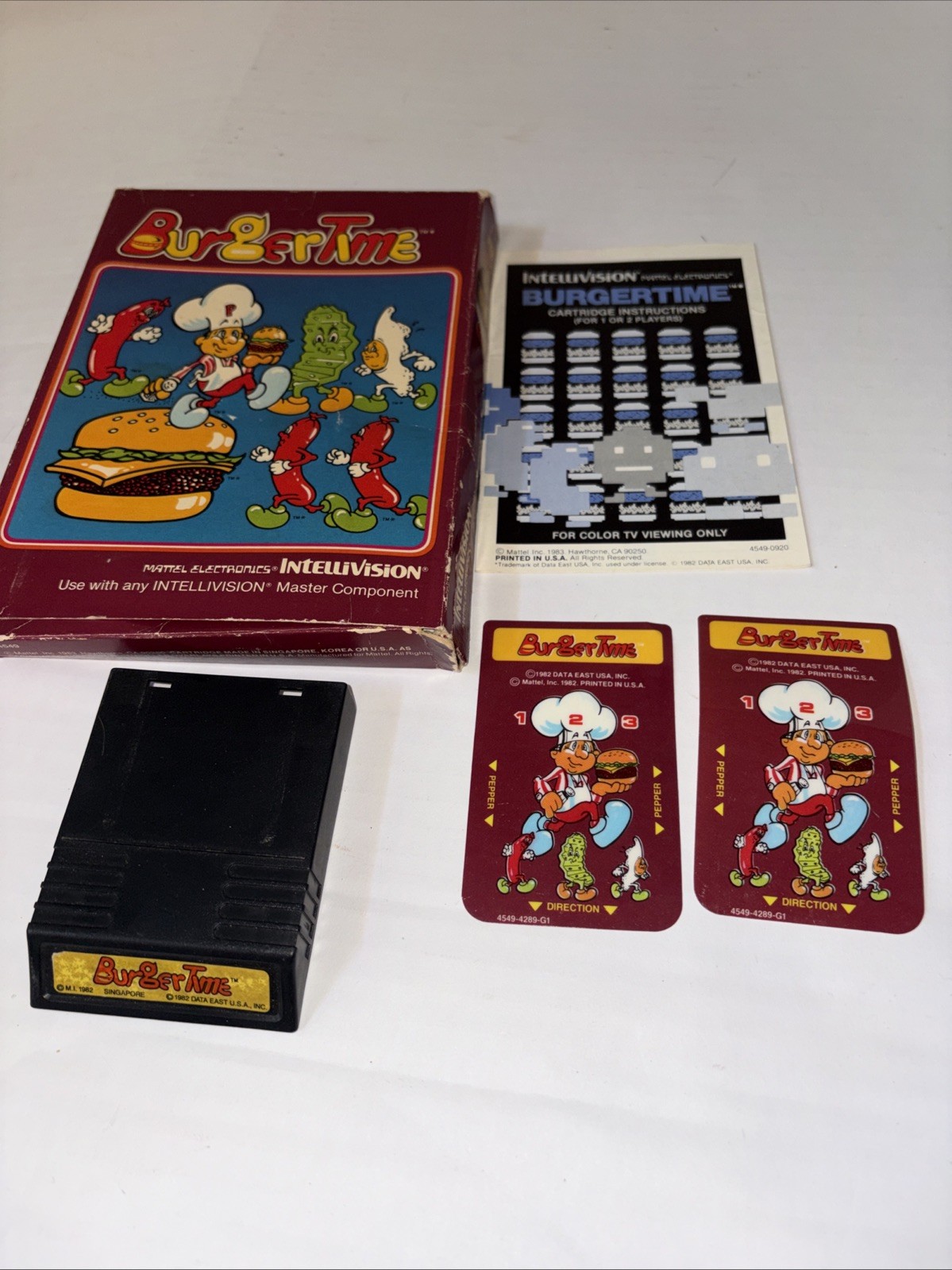 MATTEL BURGERTIME INTELLIVISION 1982 – Cib W/2 Overlays, Manual Tested