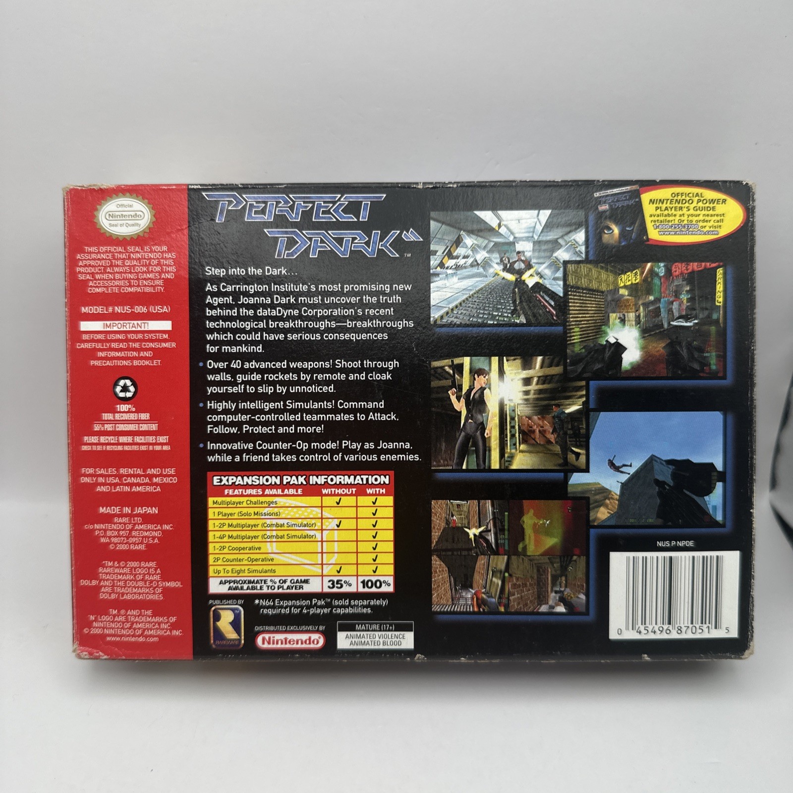 Perfect Dark Nintendo N64 2000 Complete CIB Box Manual Reg Card MINTY Cartridge