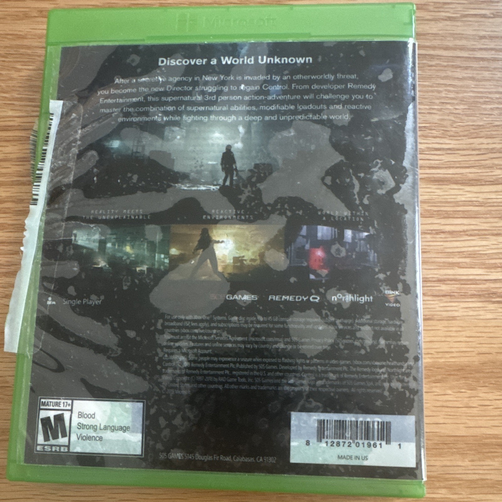 505 Games Control – Microsoft Xbox One (2019) M Action Adventure Single Player