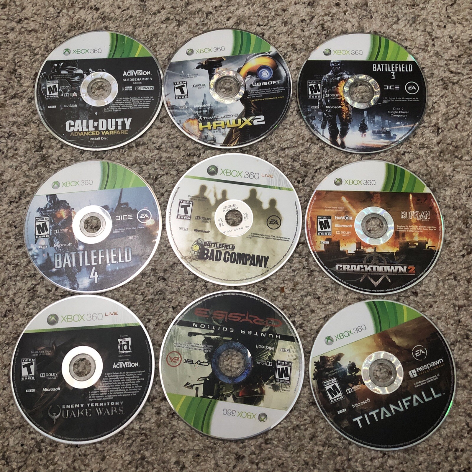 LOT OF 9 Xbox 360 Shooting Games. Disc Only. Call Of Duty Battlefield Titanfall