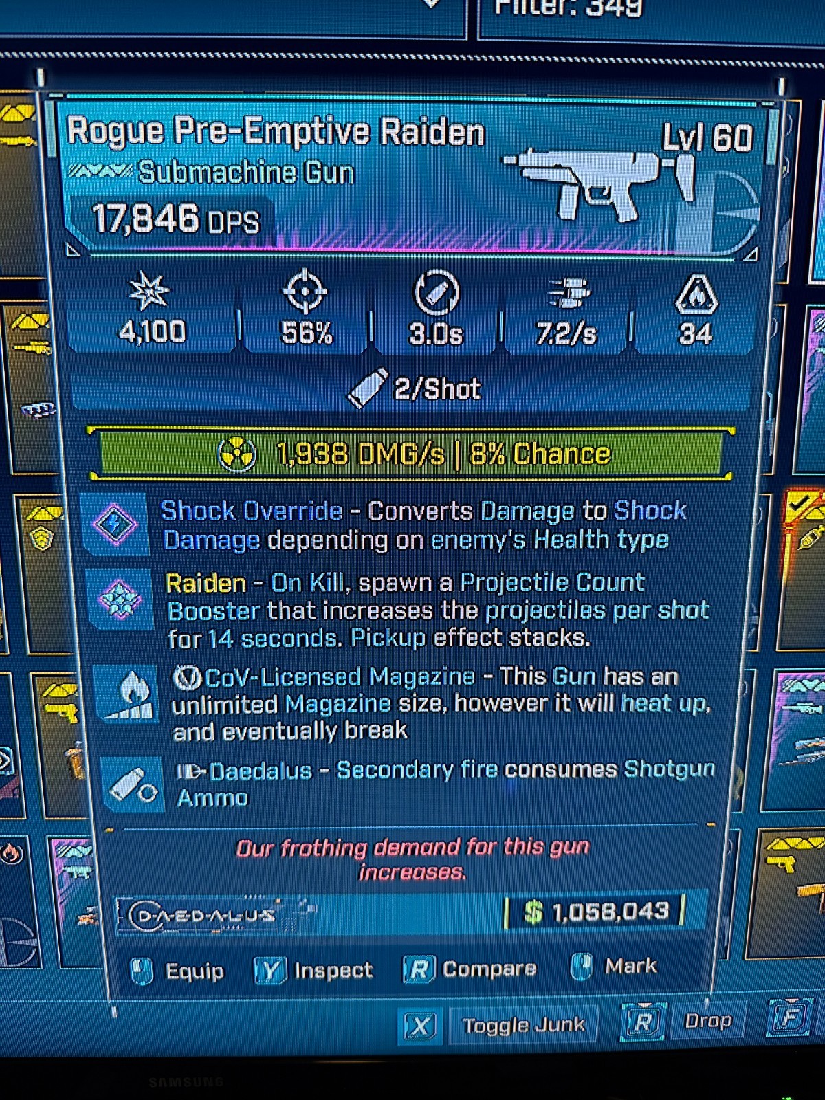 Borderlands 4✨RAIDEN SMG PEARLESCENT LEVEL 60 GOD ROLL GEAR BL4✅PC-PS-XBOX✨